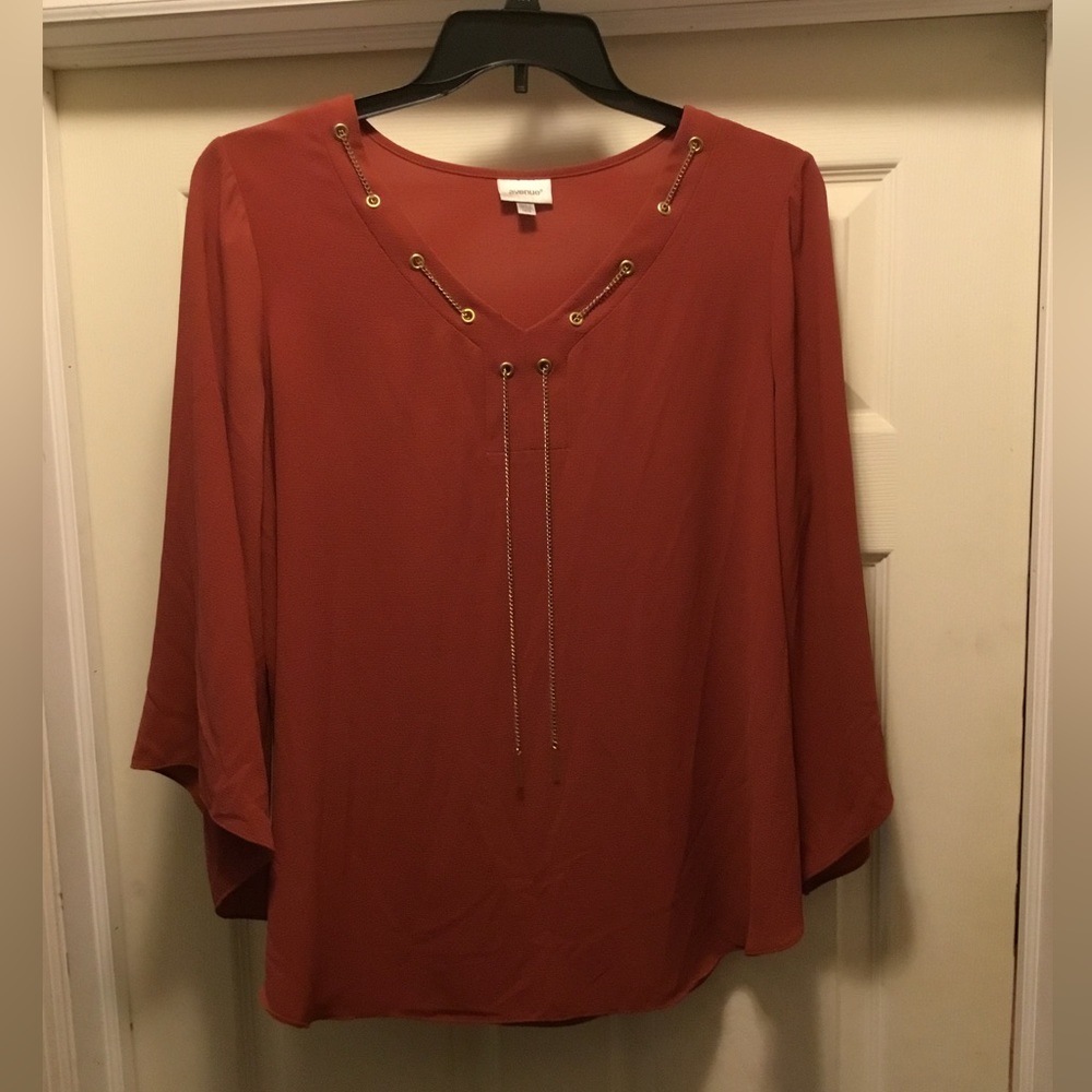 Dark orange blouse with 3/4 flowing sleeves size 14-16W